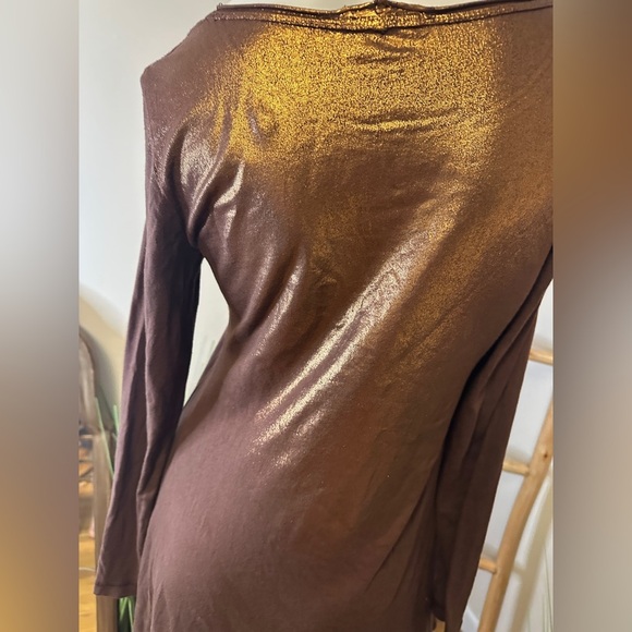 Barbara Lesser Vintage Long Sleeve Tunic Copper Metallic Top - Picture 3 of 8